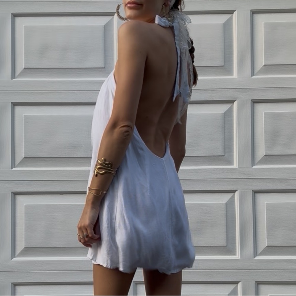 Never been worn white open back dress